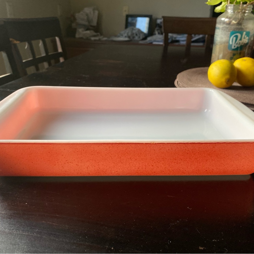 Rare Vintage 1952 Pyrex Baking Dish Pan # 232 Flamingo Pink 2 Quart 13 1/2